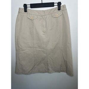 Talbots Beige Panel A-Line Midi Skirt